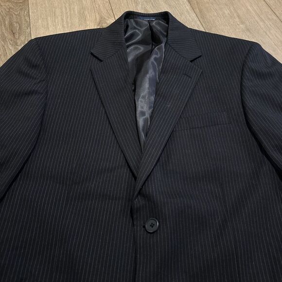 Sport Coat Jacket Men's 38 Reg Black Pin‎ Stripe 100% Wool Preowned - Picture 2 of 10